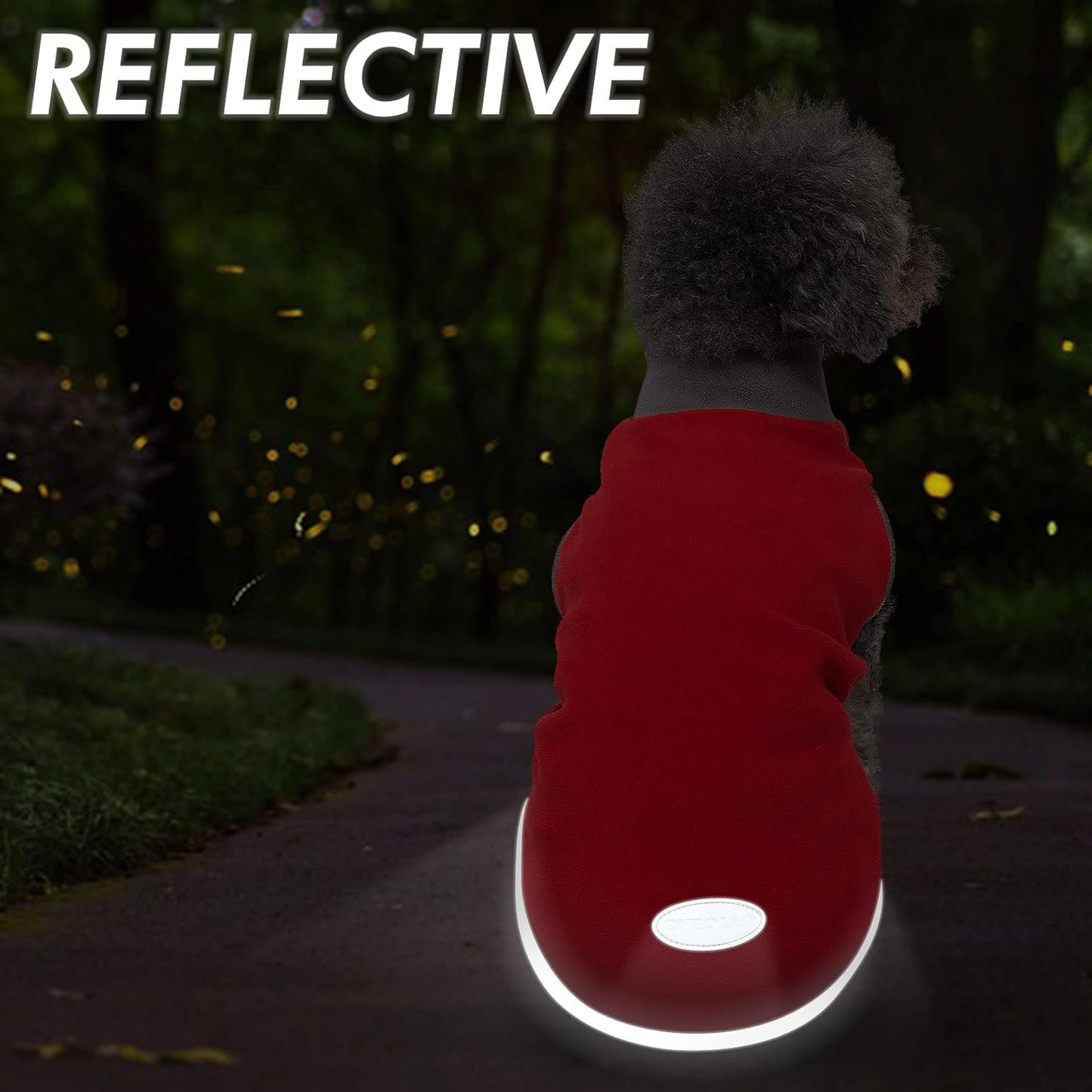 2 Pack Dog Fleece Sweater Stretchy Sweatshirt with Reflective Stripe Pullover Soft Jacket Pet Clothes Dog Sweaters for Small Dogs, Red & Grey M