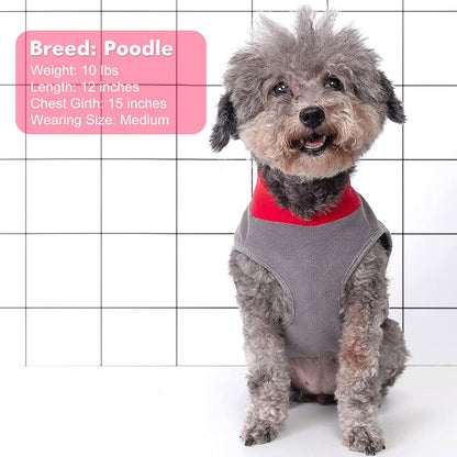 2 Pack Dog Fleece Sweater Stretchy Sweatshirt with Reflective Stripe Pullover Soft Jacket Pet Clothes Dog Sweaters for Small Dogs, Red & Grey M